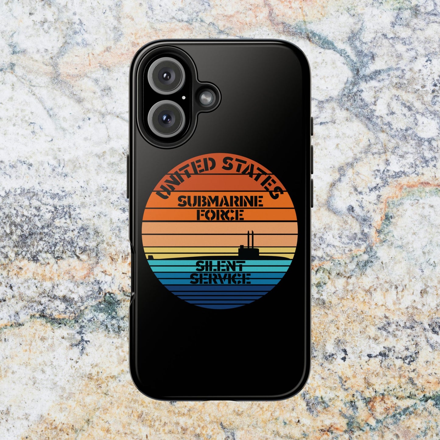 Sunset United States Submarine Force Silent Service Black Tough iPhone Case