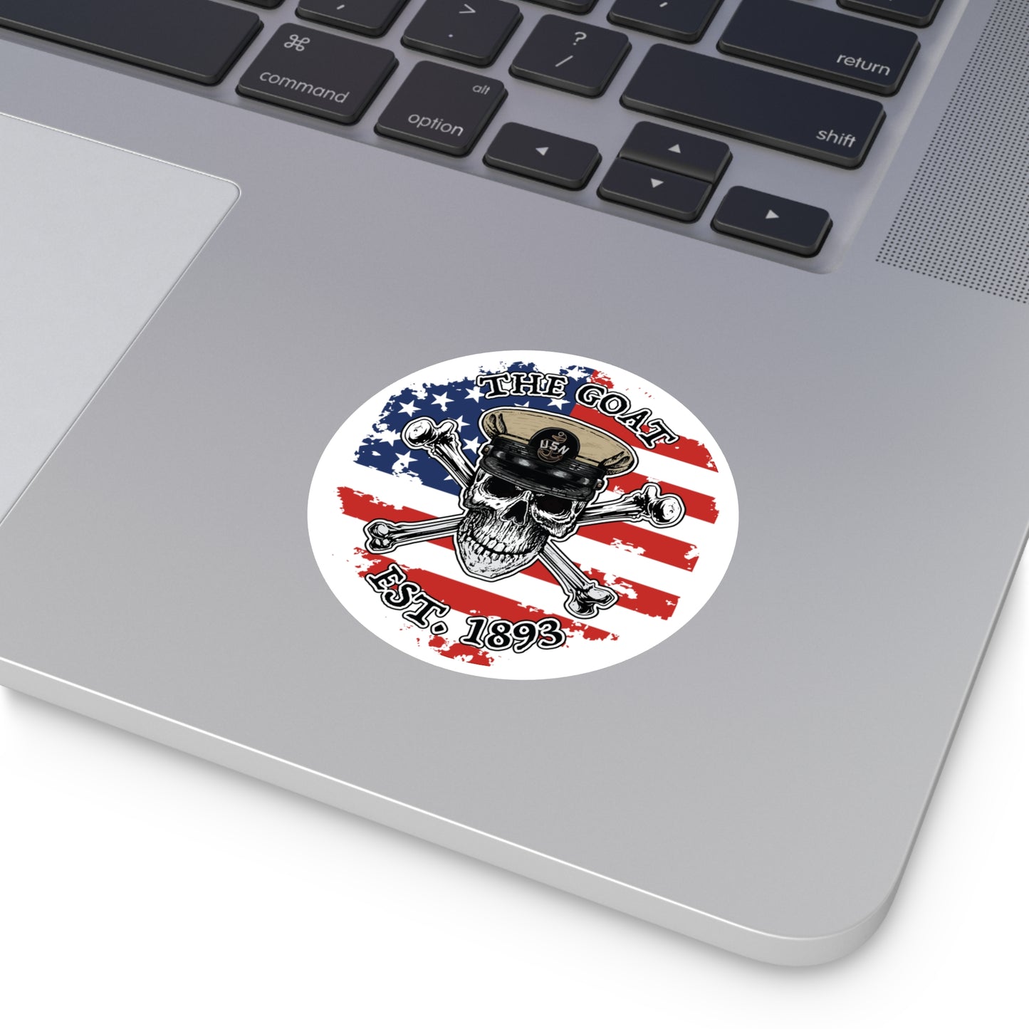 US Naval The Goat Chief Skull & Crossbones Est. 1893 CPO Pride Military Veteran Round Sticker