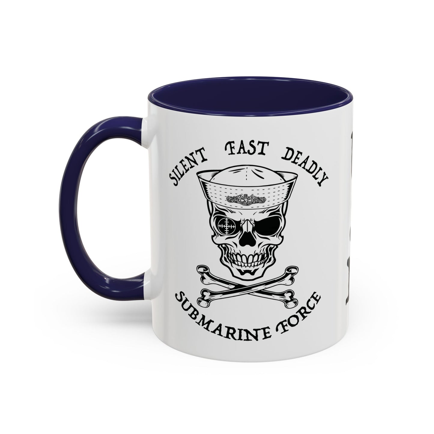 USN Submarine Force Silent Fast Deadly Skull & Crossbones Sailor Accent Coffee Mugs