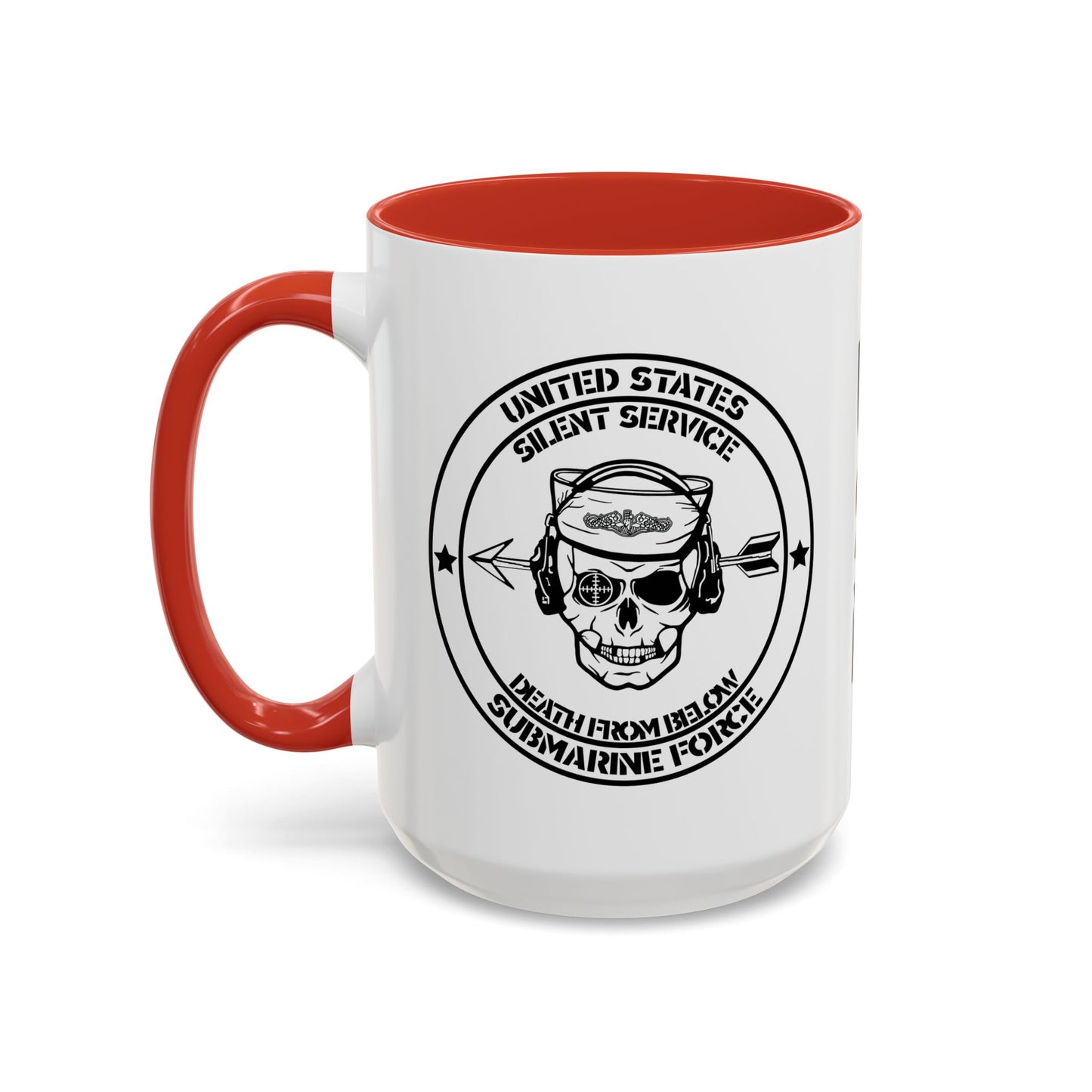 US Navy Submarine Force Silent Service Death From Below Sailor Skull Accent Coffee Mug