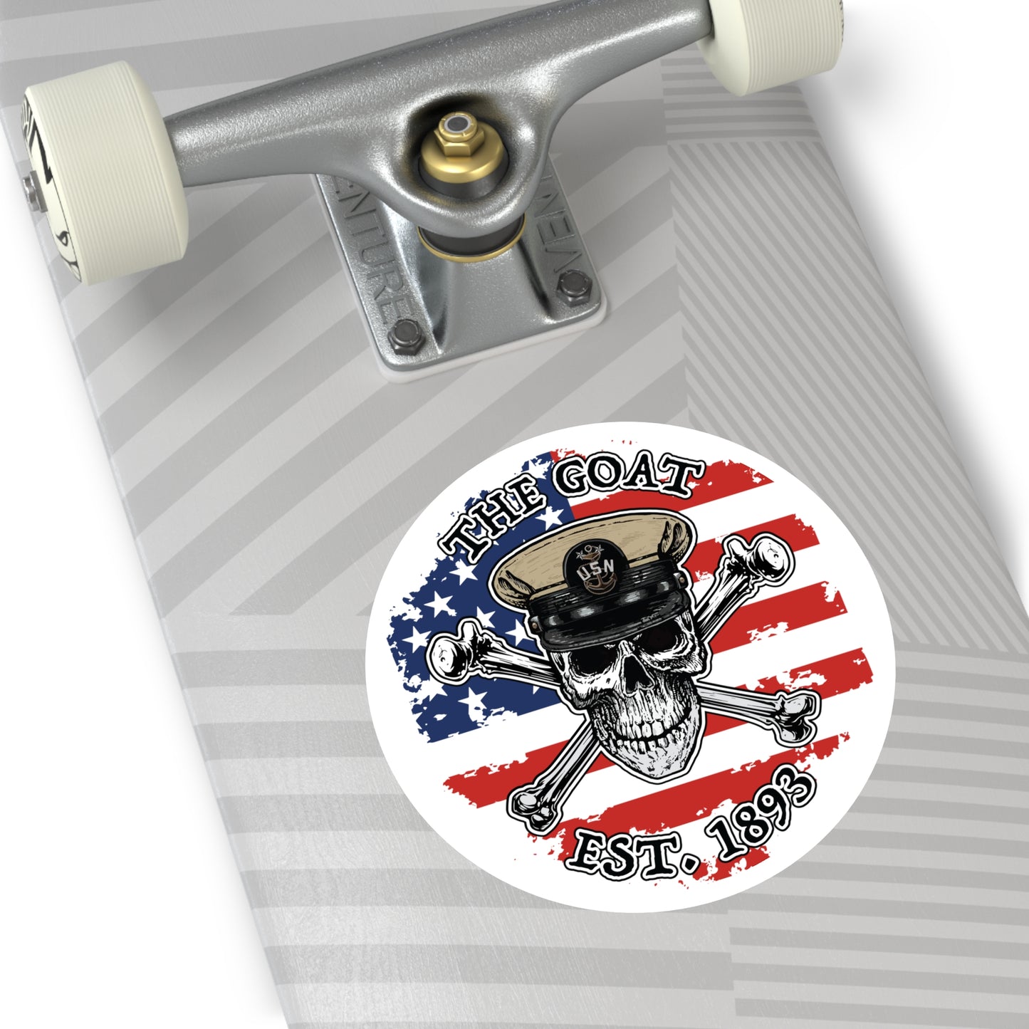 US Naval The Goat Master Chief Skull & Crossbones Est. 1893 CPO Pride Military Veteran Round Sticker