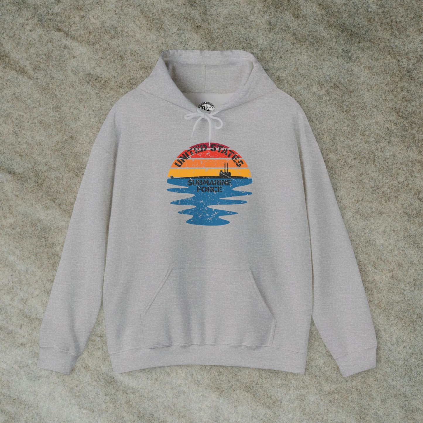 Sunset United States Submarine Force Distressed Half Vintage Unisex Heavy Blend™ Hooded Sweatshirt