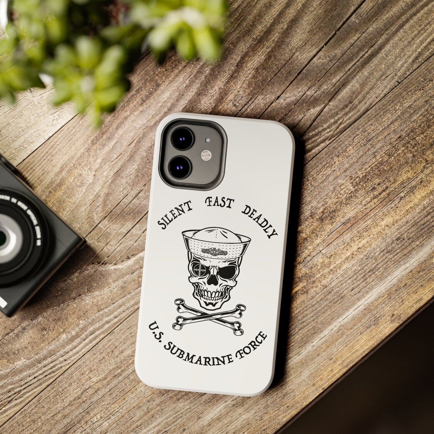 U.S. Submarine Force Skull & Crossbones Sailor with Dolphins White Tough iPhone Case