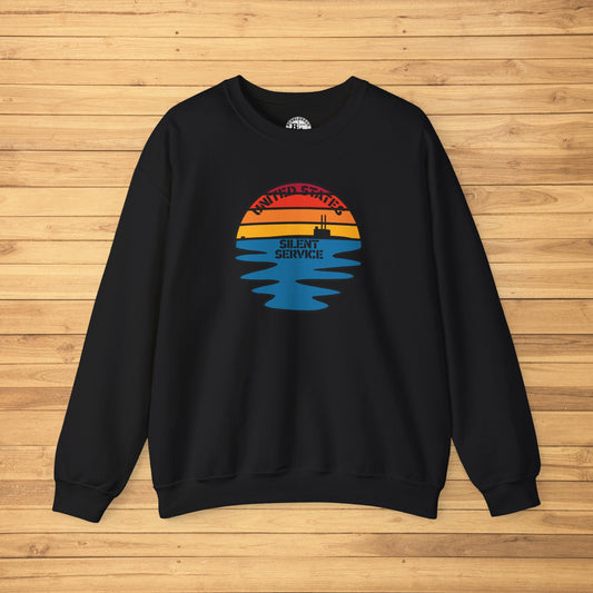 Sunset United States Navy Submarine Force Silent Service Vintage Mk2 Unisex Heavy Blend™ Crewneck Sweatshirt