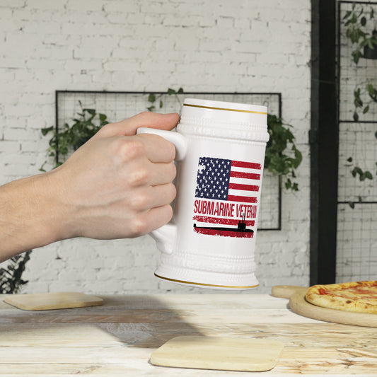 Submarine Veteran United States Navy Silent Service USA Flag Drinking Stein Mug