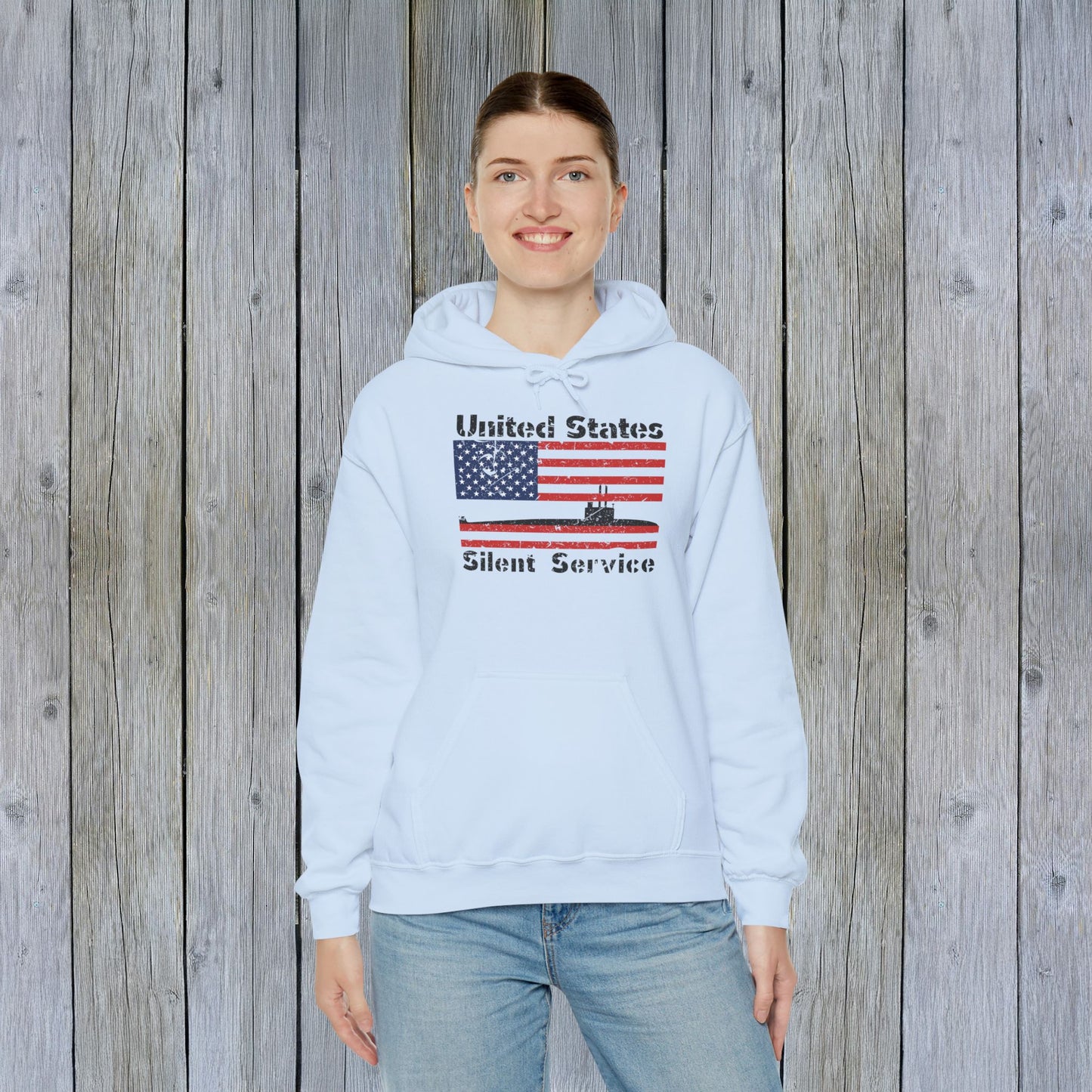 United States Submarine Silent Service Distressed USA Flag Unisex Heavy Blend™ Hooded Sweatshirt