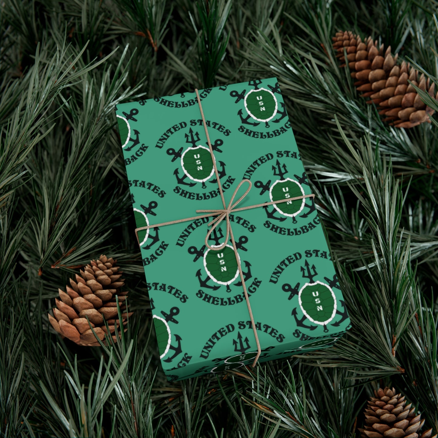 United States Navy Shellback Ancient Order of the Deep Naval Line-crossing Ceremony Seafoam Green Gift Wrap Papers