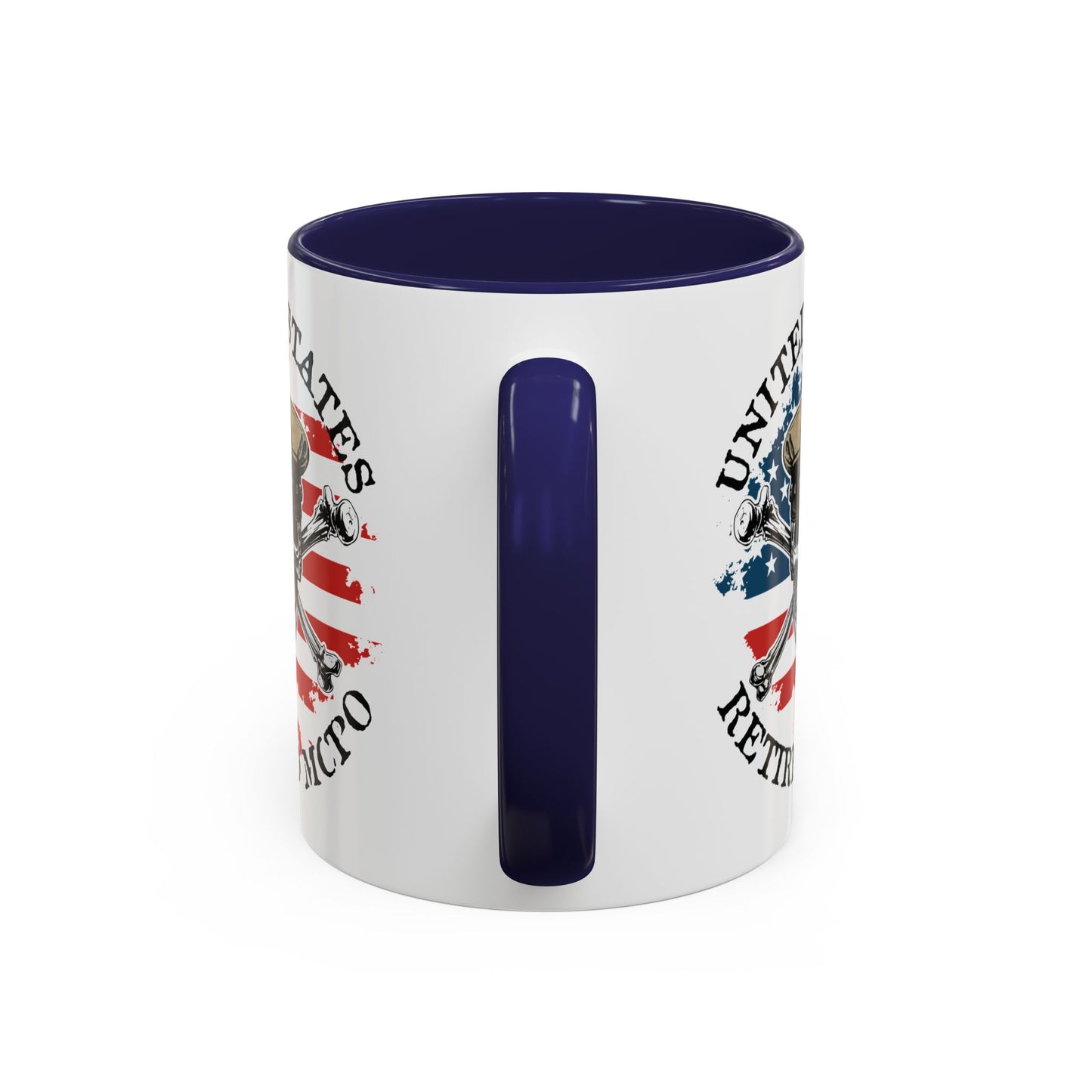 United States Navy Retired MCPO Skull Crossbones Master Chief Petty Officer Anchor with Distressed USA Flag Accent Coffee Mugs
