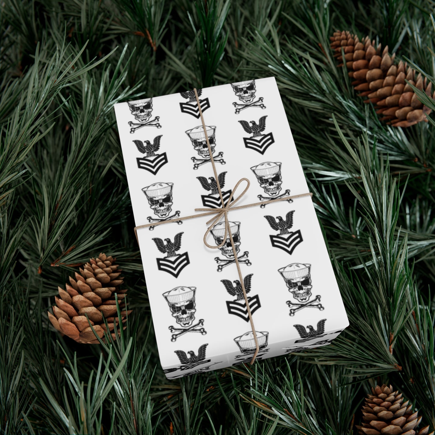 United States Navy FCPO Skull Crossbones First Class Sailor with Dixie Cup Blue Gift Wrap Papers