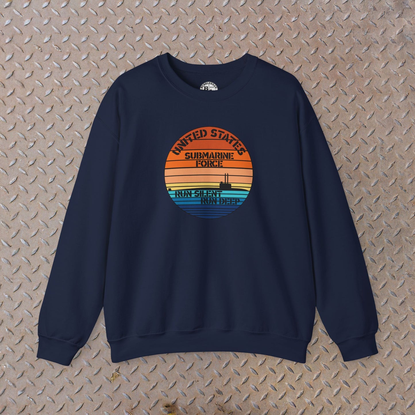Sunset United States Navy Submarine Force Run Silent Deep Vintage Unisex Heavy Blend™ Crewneck Sweatshirt