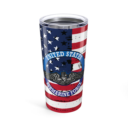 United States Submarine Force Silver Dolphins Silent Service Stainless Steel Tumbler 20oz