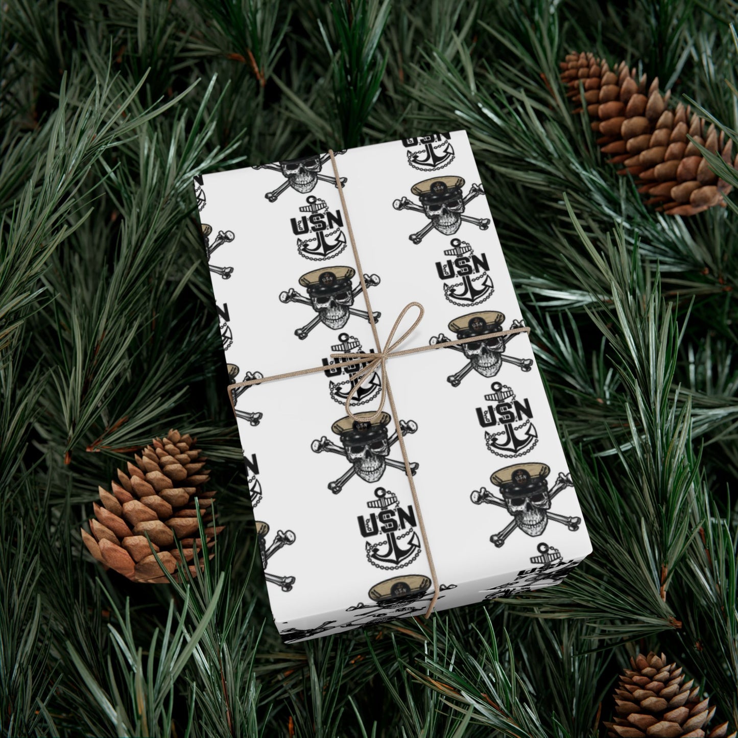 United States Navy Chief Skull & Crossbones with CPO Anchors White Gift Wrap Papers