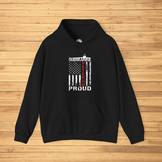 Submarine Veteran Proud Distressed USA Flag with Submarine Unisex Heavy Blend™ Hooded Sweatshirt