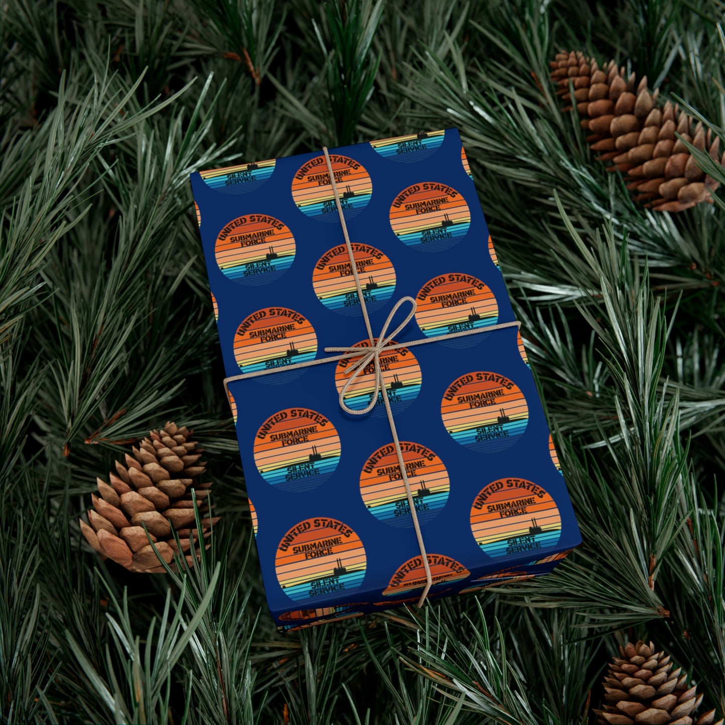 US Navy Submarine Force Silent Service Veteran Sailor Retro Design Blue Gift Wrap Papers