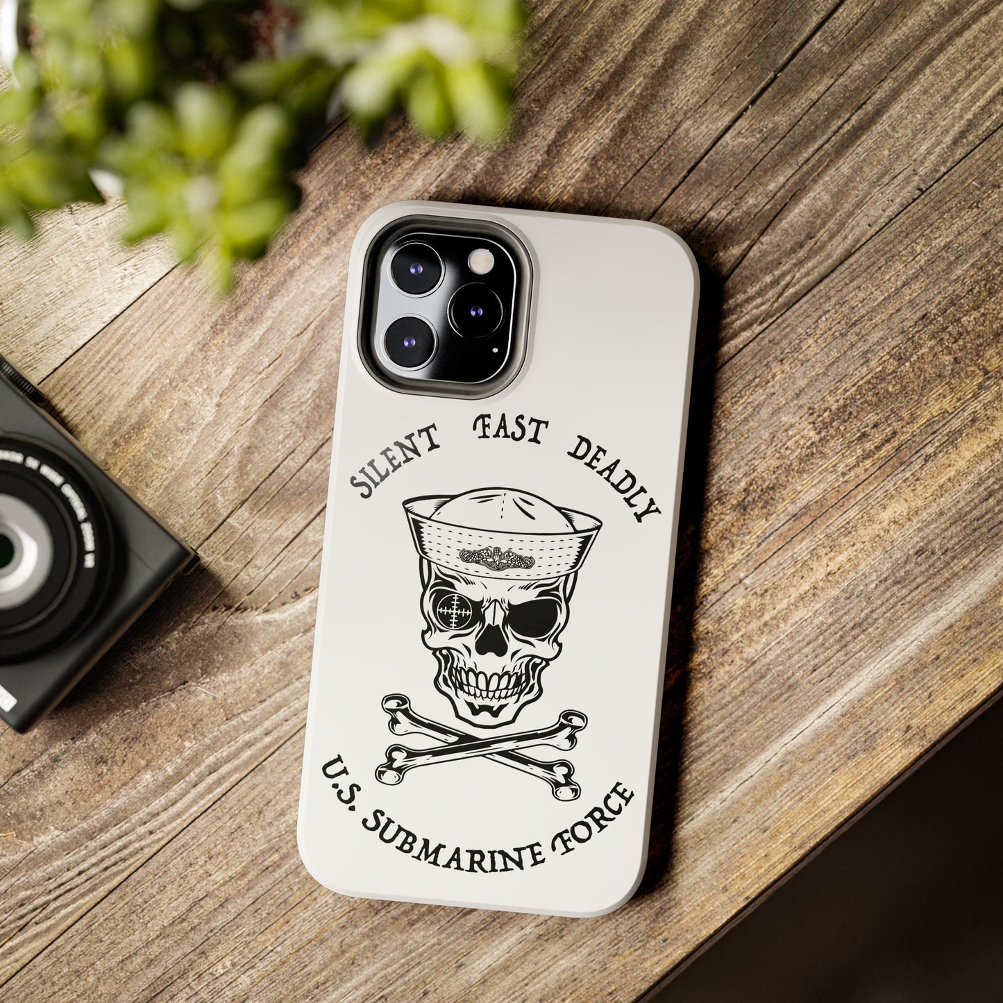 U.S. Submarine Force Skull & Crossbones Sailor with Dolphins White Tough iPhone Case