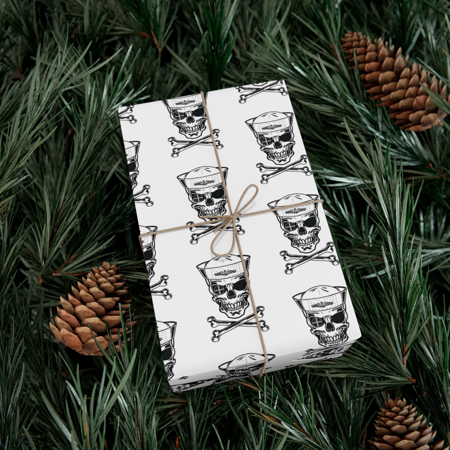 US Navy Submarine Force Skull & Crossbones Sailor White Gift Wrap Papers