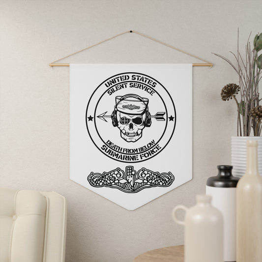 US Navy Submarine Force Silent Service Death From Below with Dolphins on White Pennant
