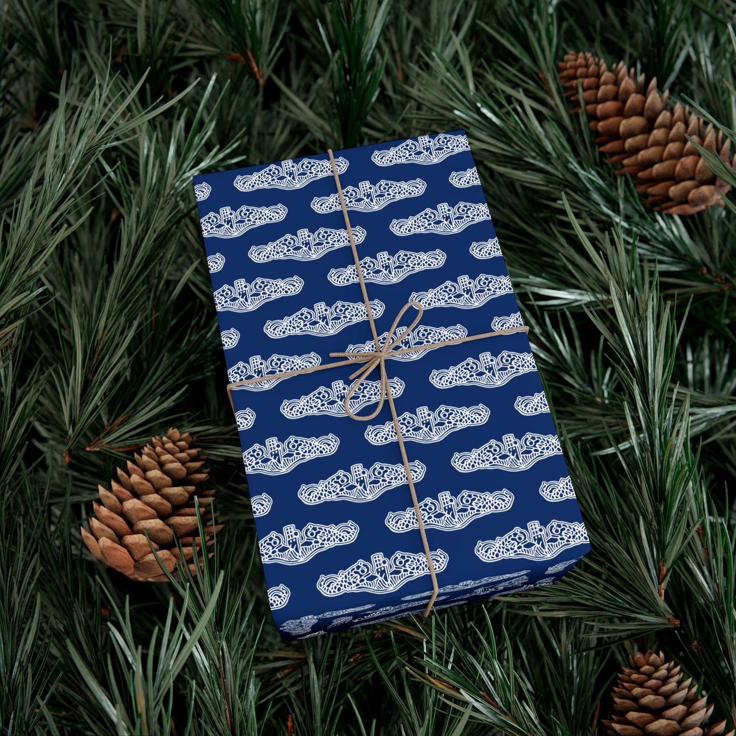 United States Navy Submarine Force White Dolphins Blue Gift Wrap Papers