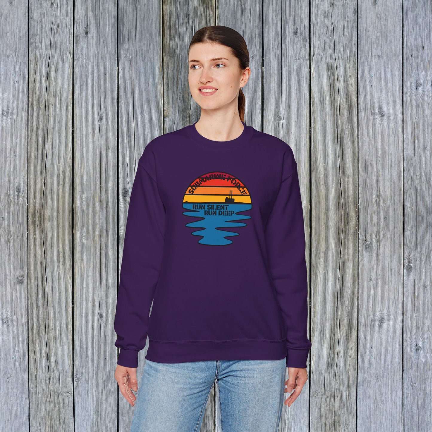 Sunset United States Navy Submarine Force Run Silent Deep Vintage Mk2 Unisex Heavy Blend™ Crewneck Sweatshirt