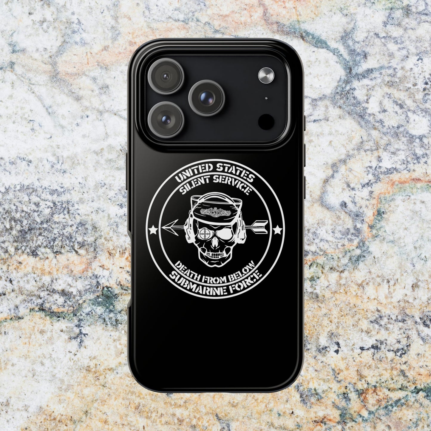 U.S. Submarine Force Silent Service Death From Below Sailor Skull Tough iPhone Case