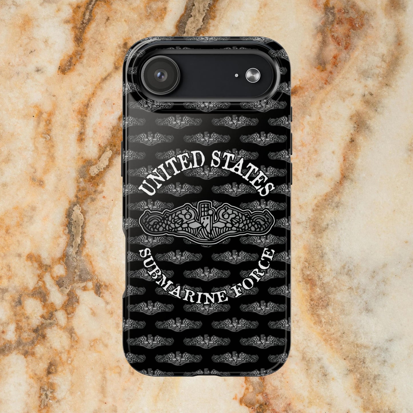 United States Submarine Force Silver Dolphins and Mini's on Black Tough iPhone Case