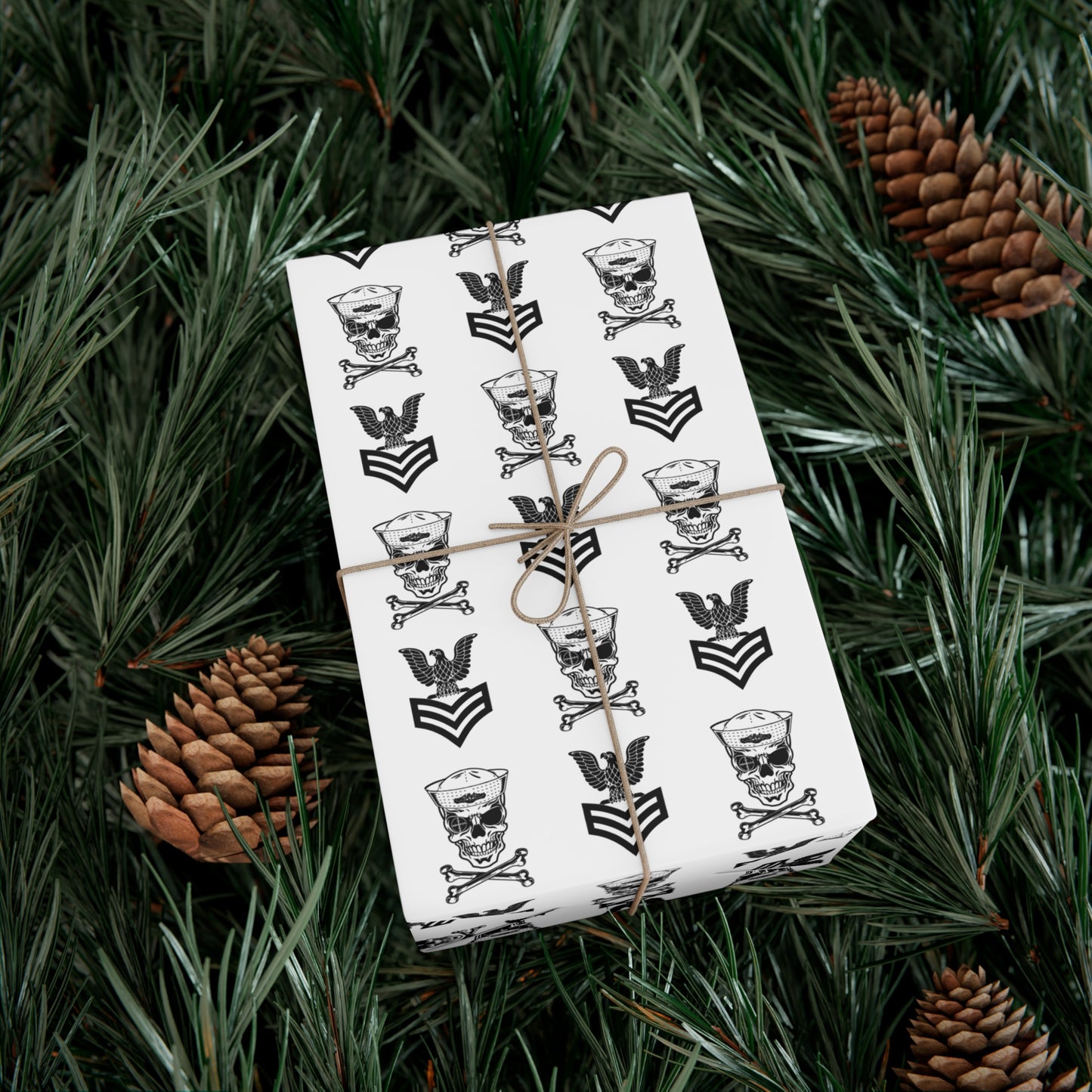 United States Navy FCPO Skull Crossbones First Class Sailor with Submarine Dolphins White Gift Wrap Papers