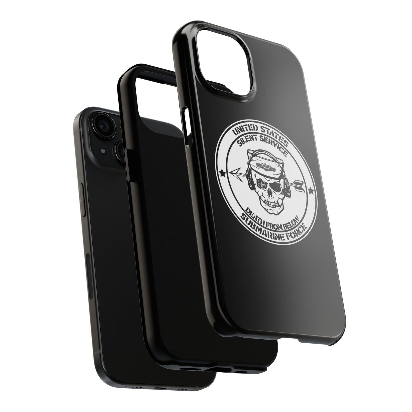 U.S. Submarine Force Silent Service Death From Below Sailor Skull Tough Black iPhone Case