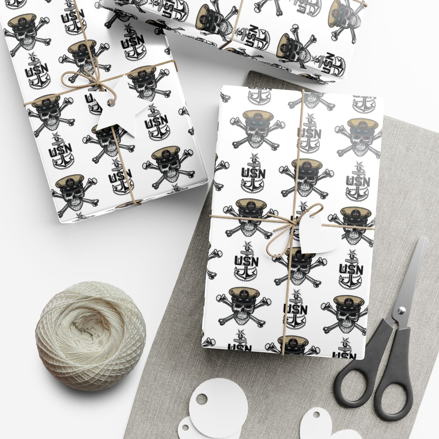 United States Navy Senior Chief Skull & Crossbones with SCPO Anchors White Gift Wrap Papers