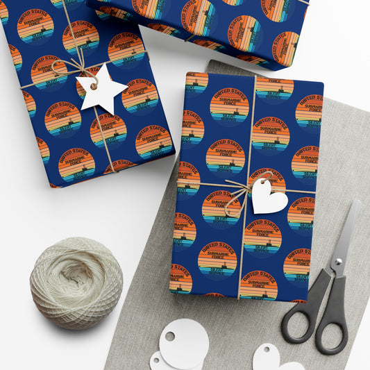 US Navy Submarine Force Silent Service Veteran Sailor Retro Design Blue Gift Wrap Papers