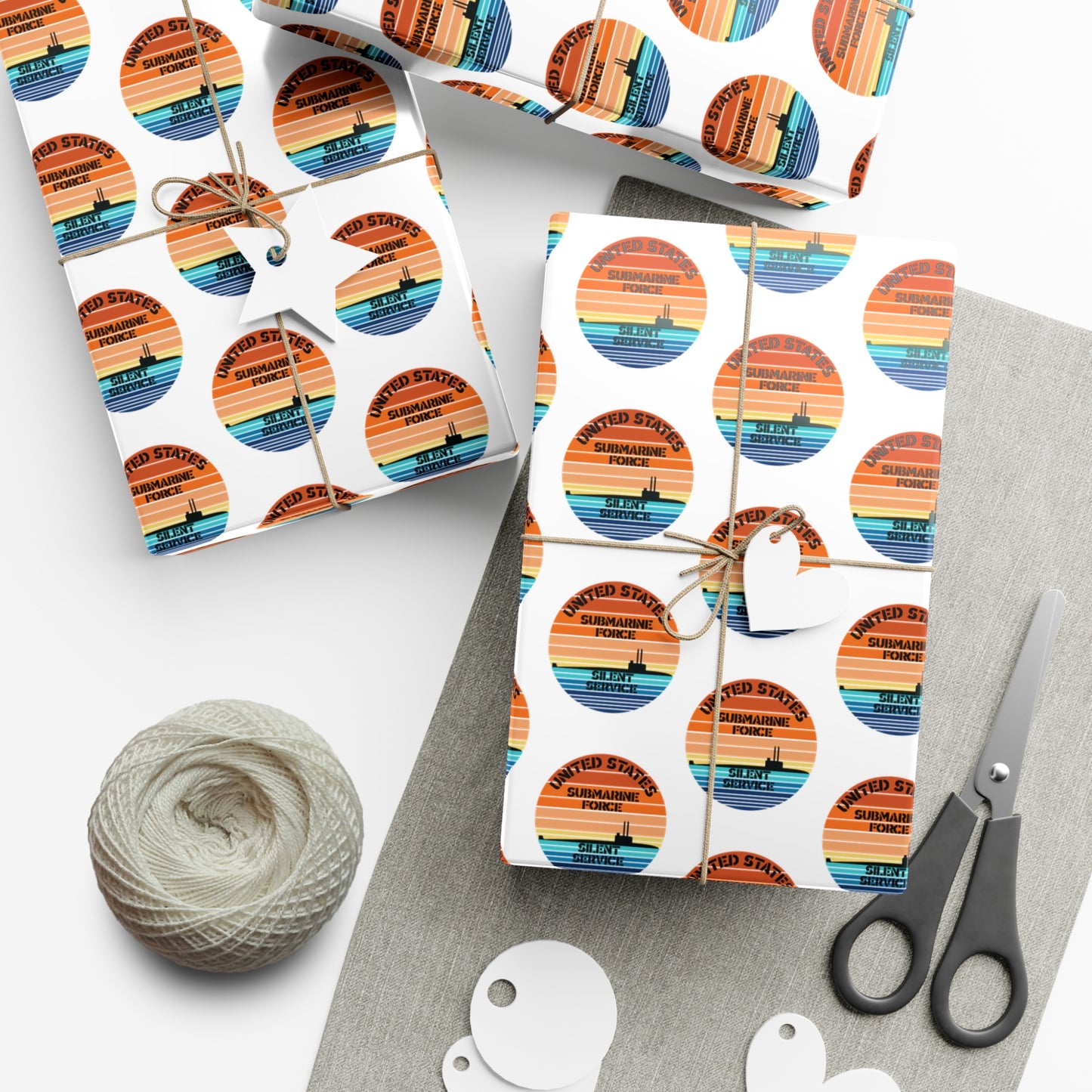 US Navy Submarine Force Silent Service Veteran Sailor Retro Design Gift Wrap Papers