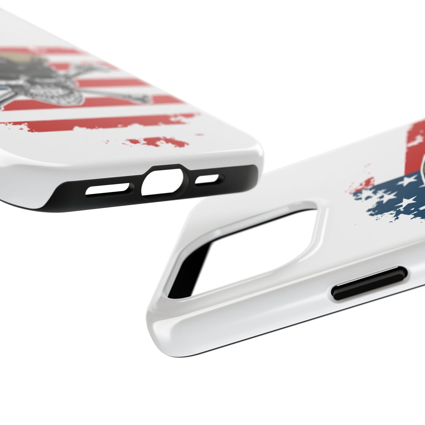Naval Chief Skull & Crossbones on American Flag White Tough iPhone Case