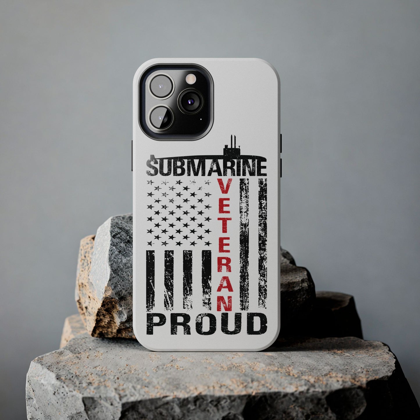 Submarine Veteran Proud Distressed White Flag White Tough iPhone Case