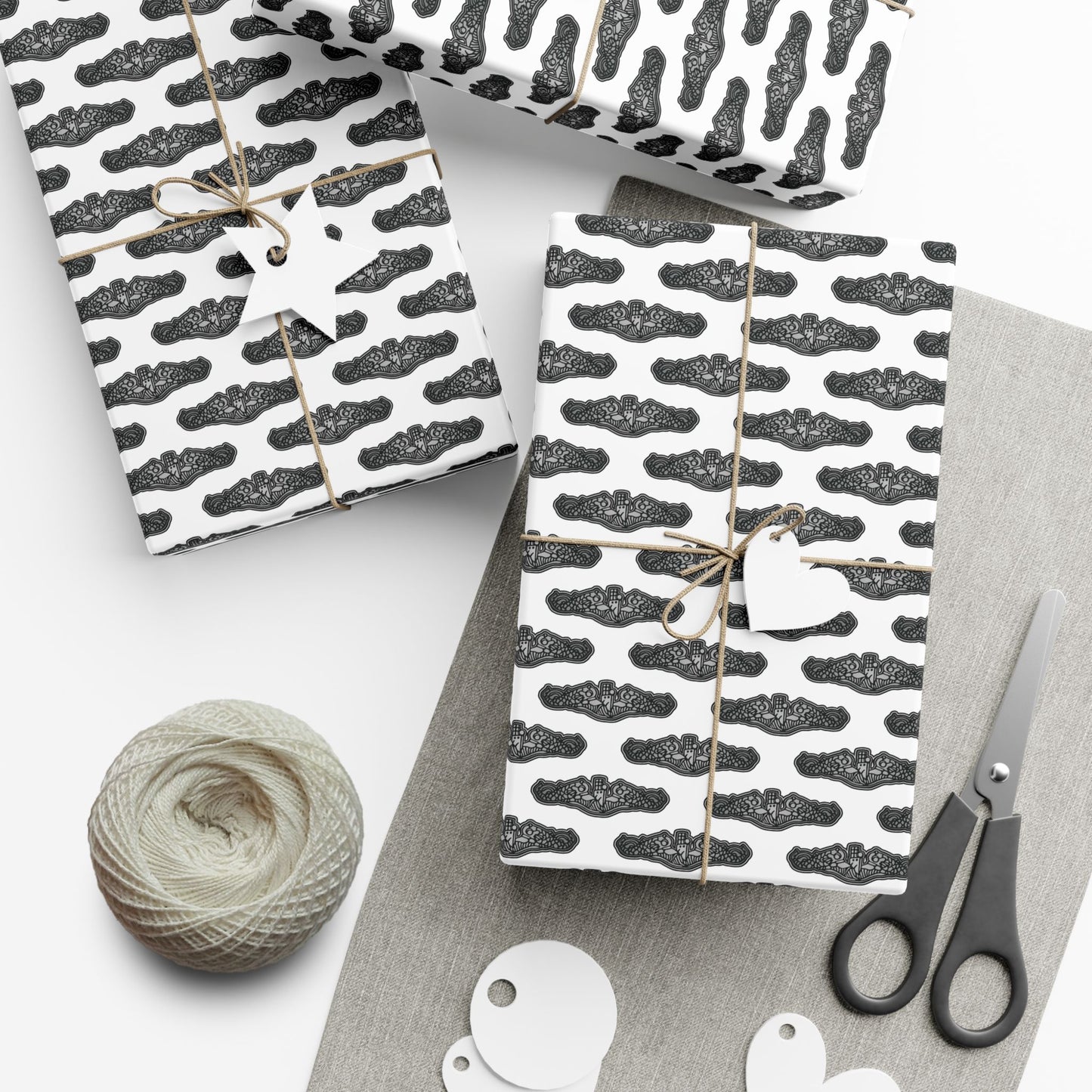 United States Navy Submarine Force Silent Service Silver Enlisted Dolphins White Gift Wrap Papers