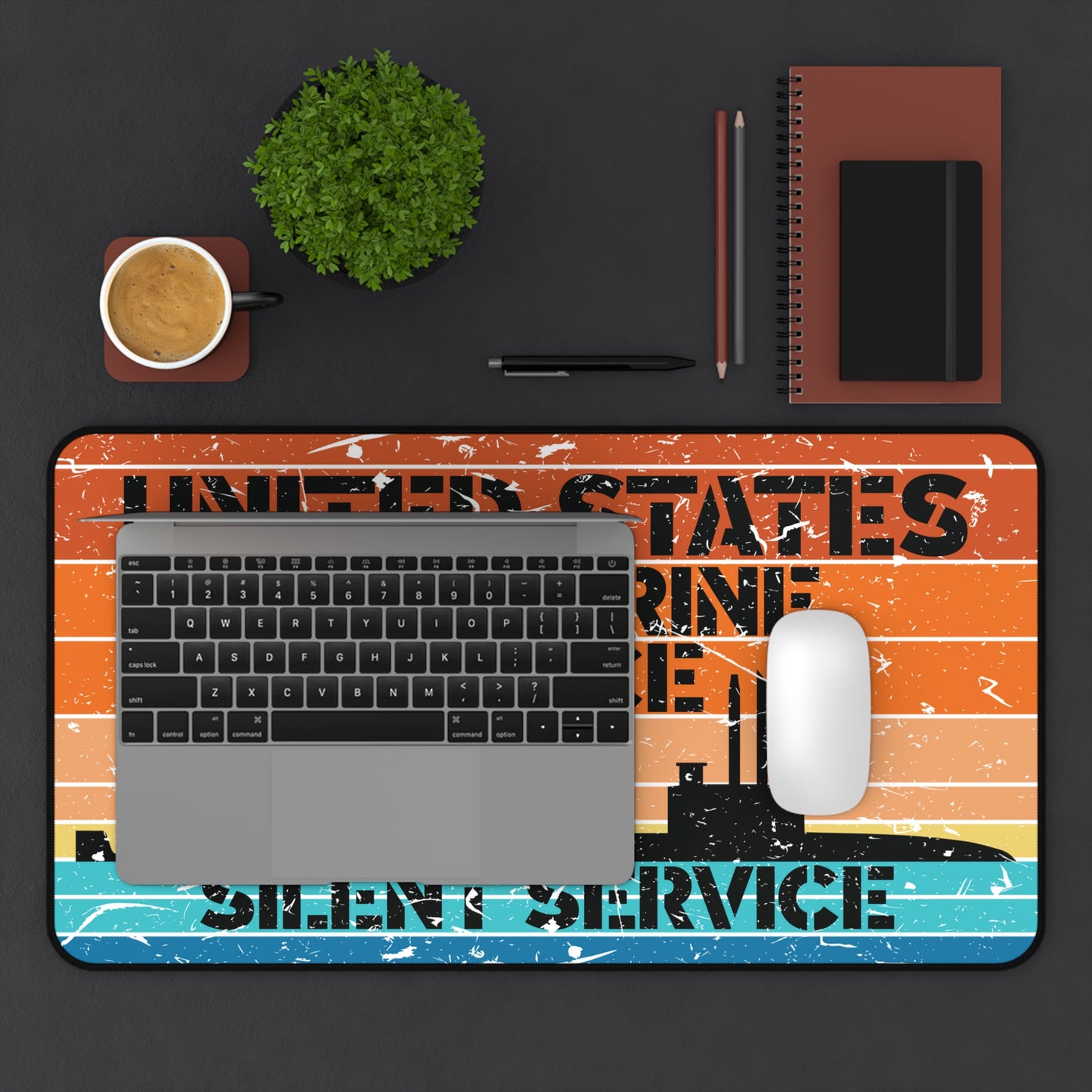Sunset United States Submarine Force Silent Service Distressed Retro Vintage Desk Mat