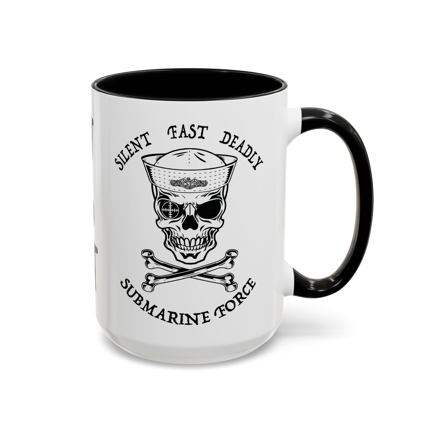 USN Submarine Force Silent Fast Deadly Skull & Crossbones Sailor Accent Coffee Mugs