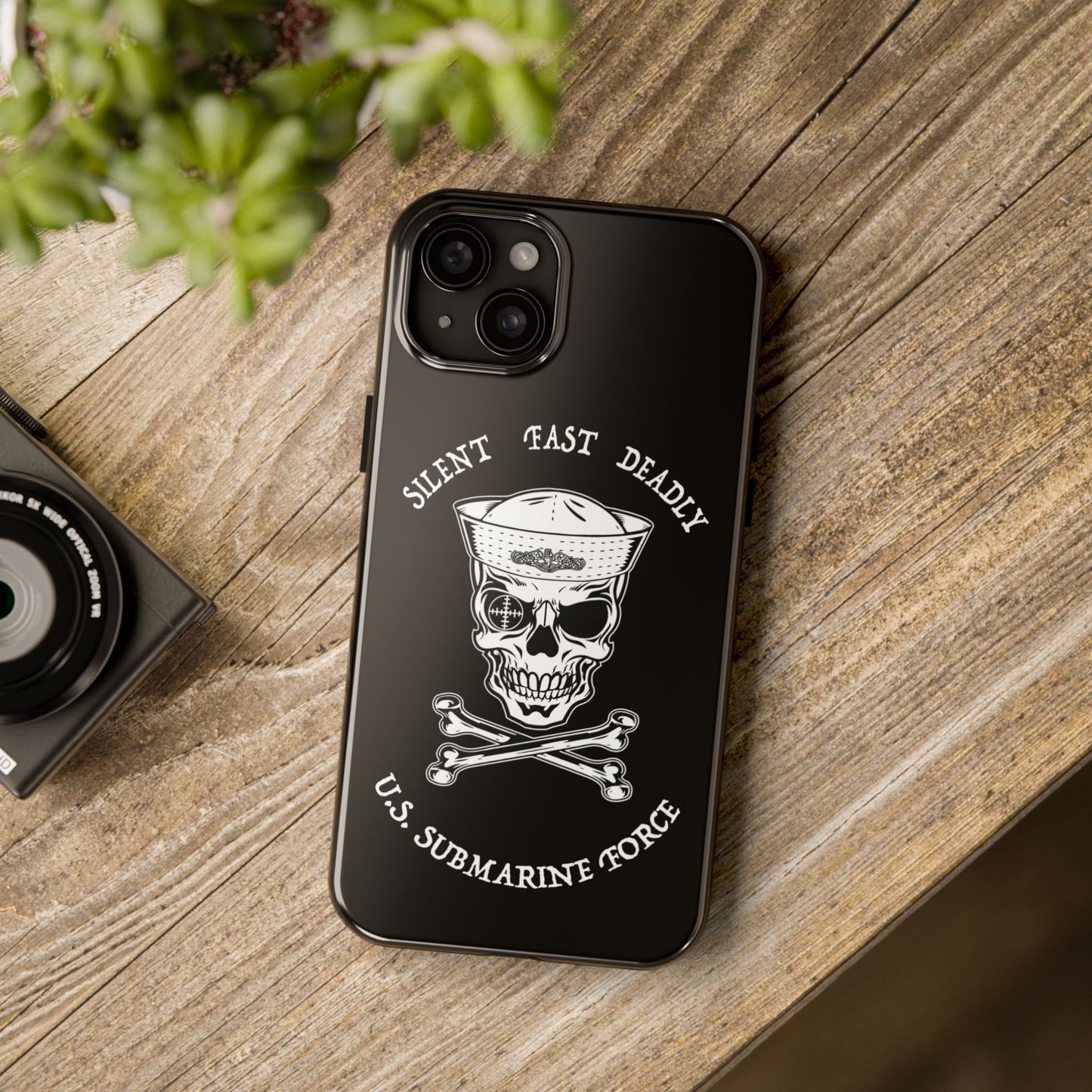 U.S. Submarine Force Skull & Crossbones Sailor with Dolphins Black Tough iPhone Case