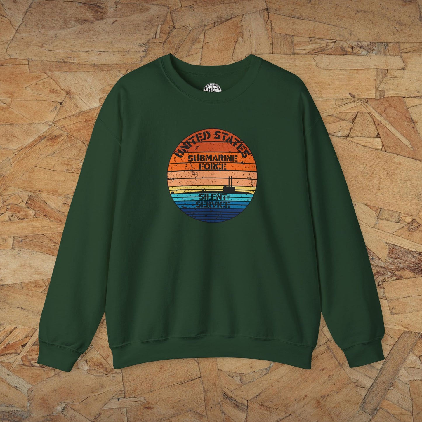 Sunset United States Navy Submarine Force Silent Service Distressed Vintage Unisex Heavy Blend™ Crewneck Sweatshirt