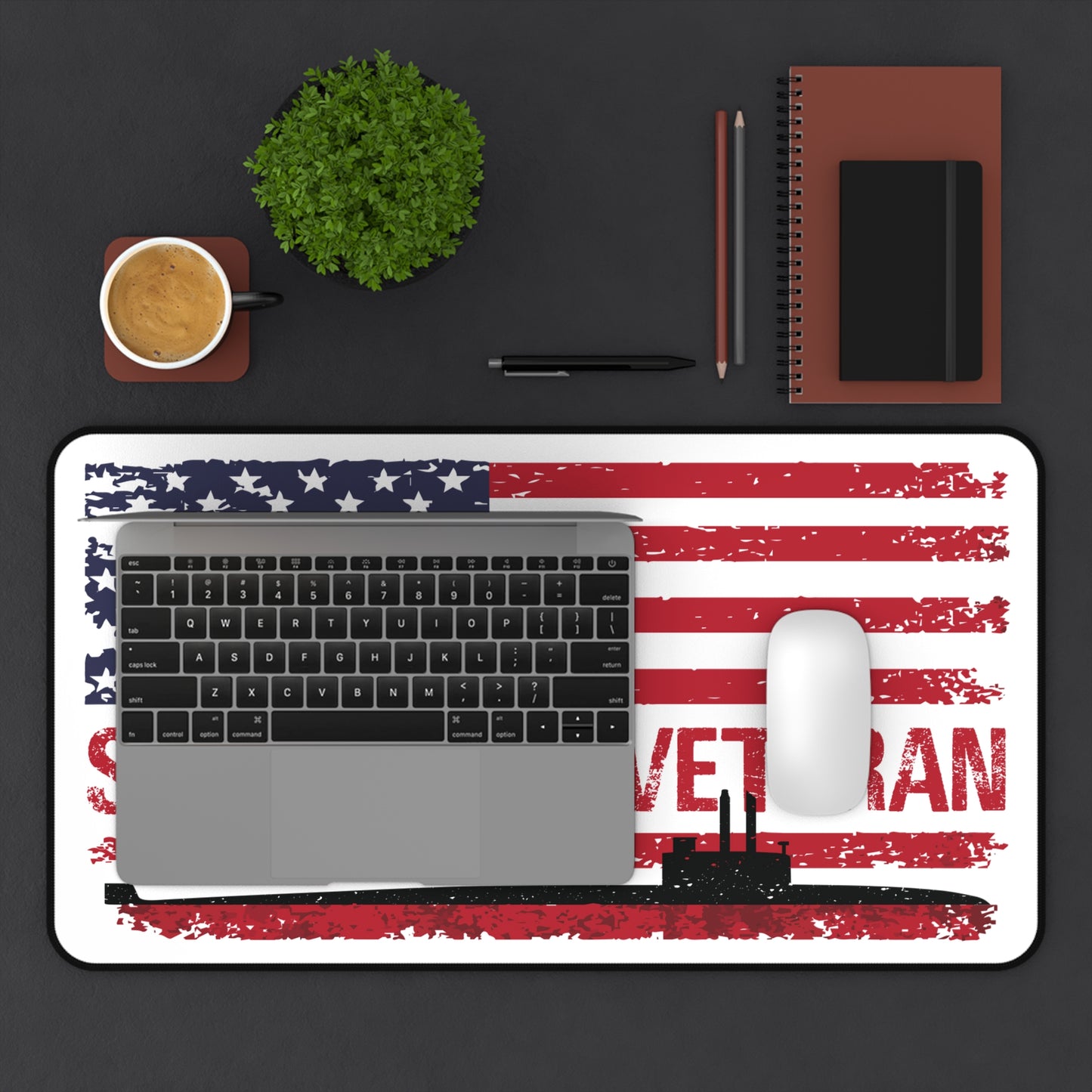 United States Submarine Veteran Distressed USA Flag  Desk Mat