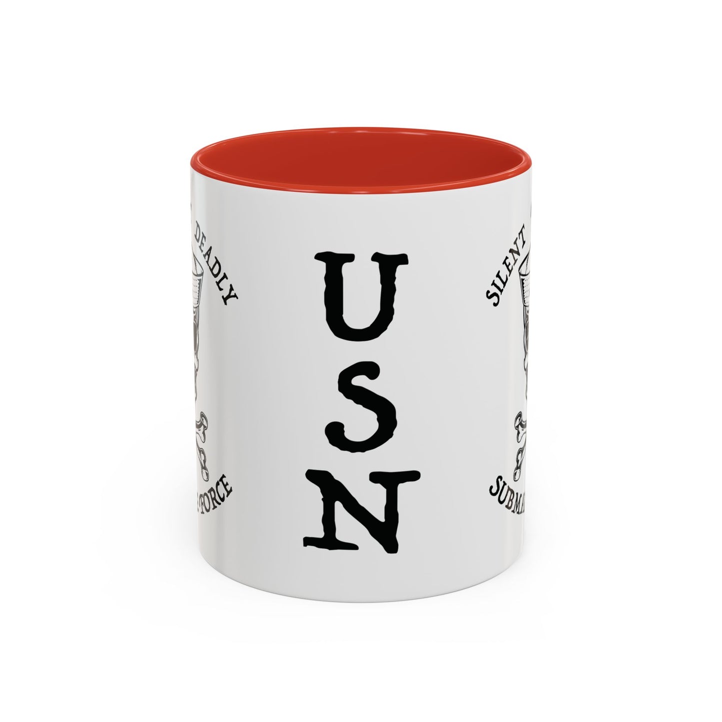USN Submarine Force Silent Fast Deadly Skull & Crossbones Sailor Accent Coffee Mugs