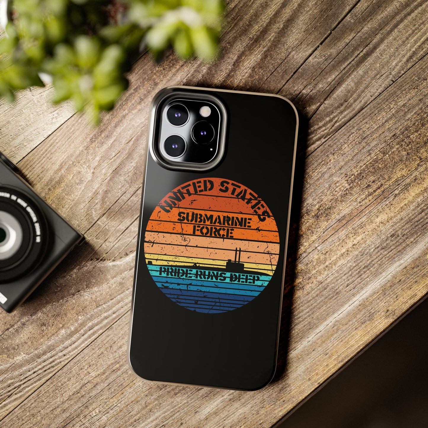 Sunset United States Submarine Force Pride Runs Deep Distressed Tough iPhone Case