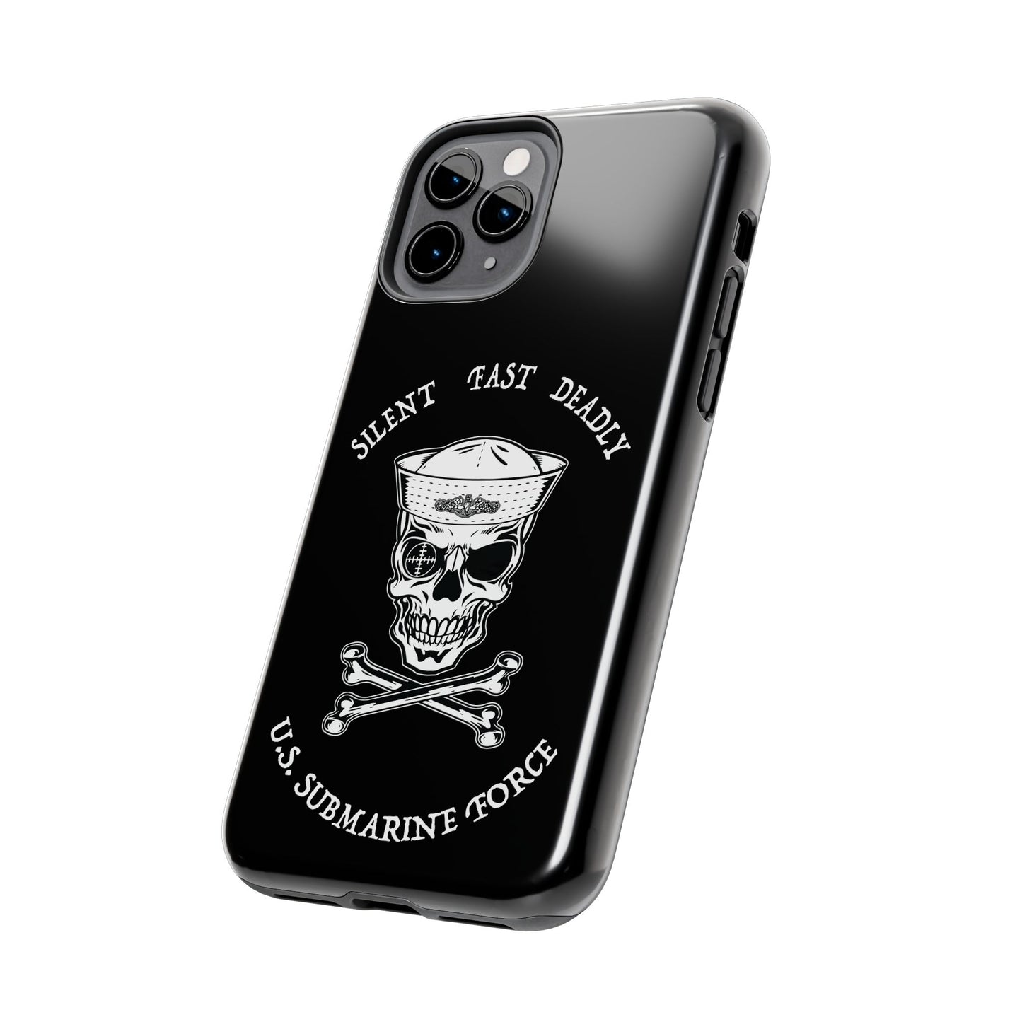 U.S. Submarine Force Skull & Crossbones Sailor with Dolphins Black Tough iPhone Case