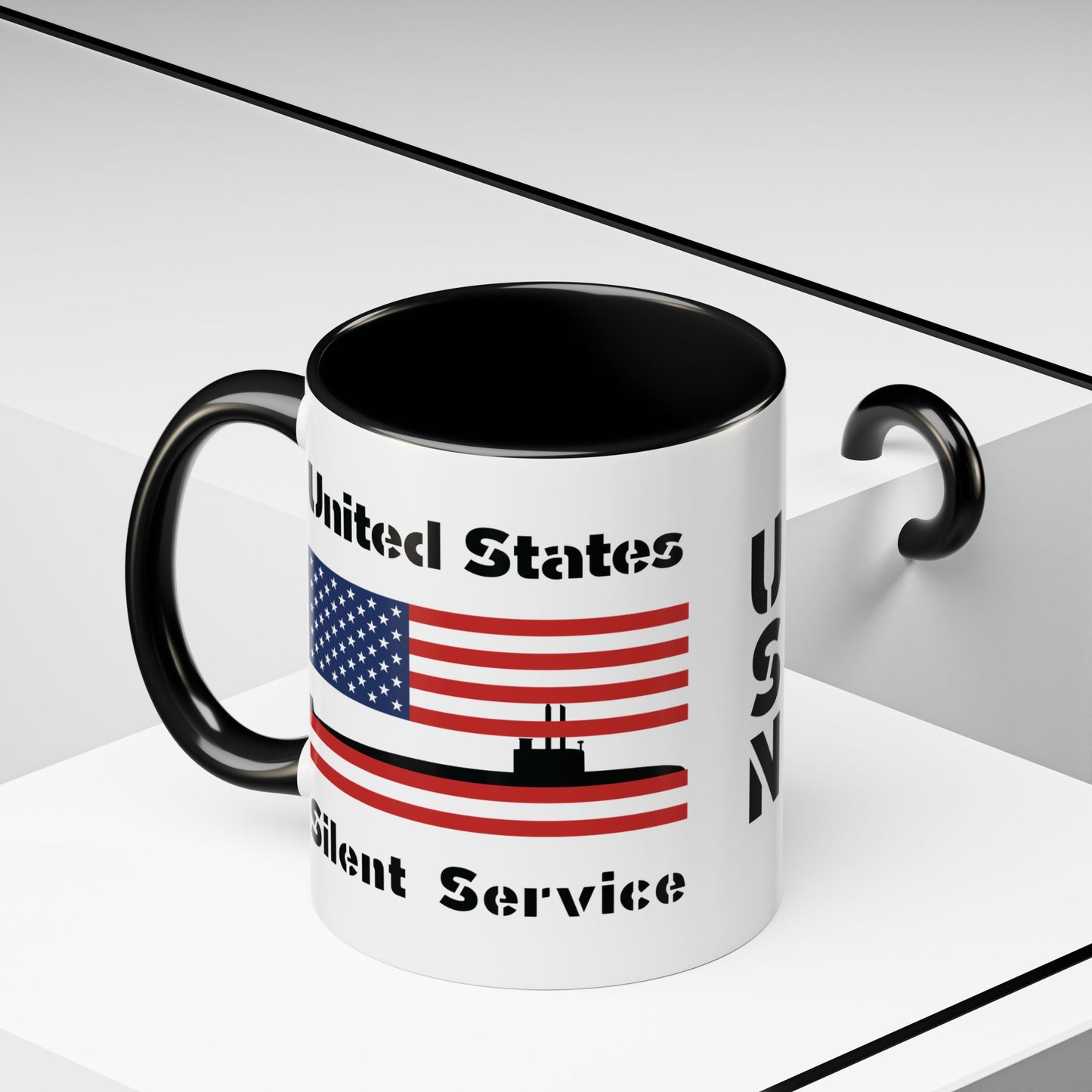 United States Navy Submarine Force Silent Service American Flag Accent Coffee Mugs