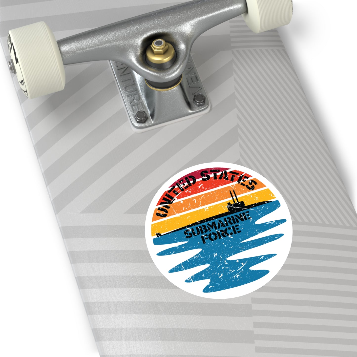 Sunset United States Submarine Force Distressed Half Moon Round Sticker