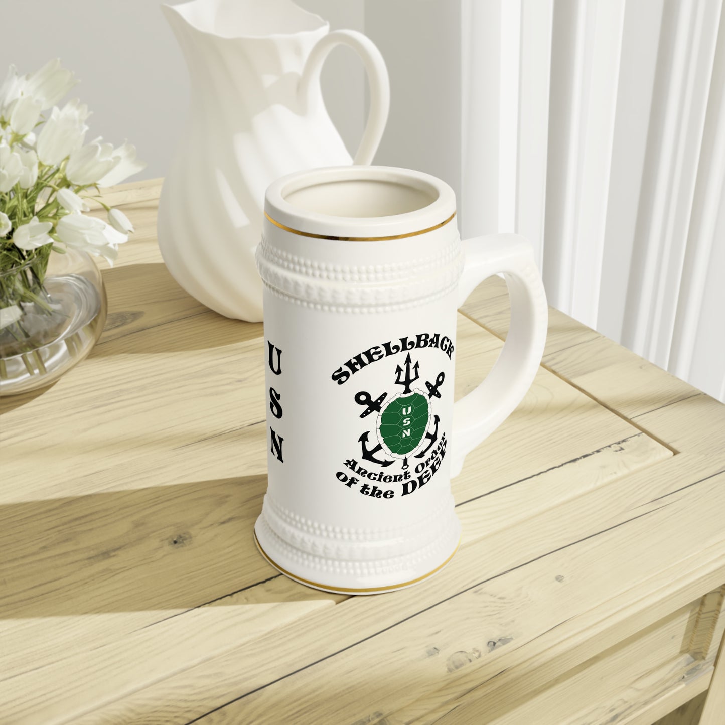United States Navy Shellback Ancient Order of the Deep Equator Line-crossing Tradition Drinking Stein Mug