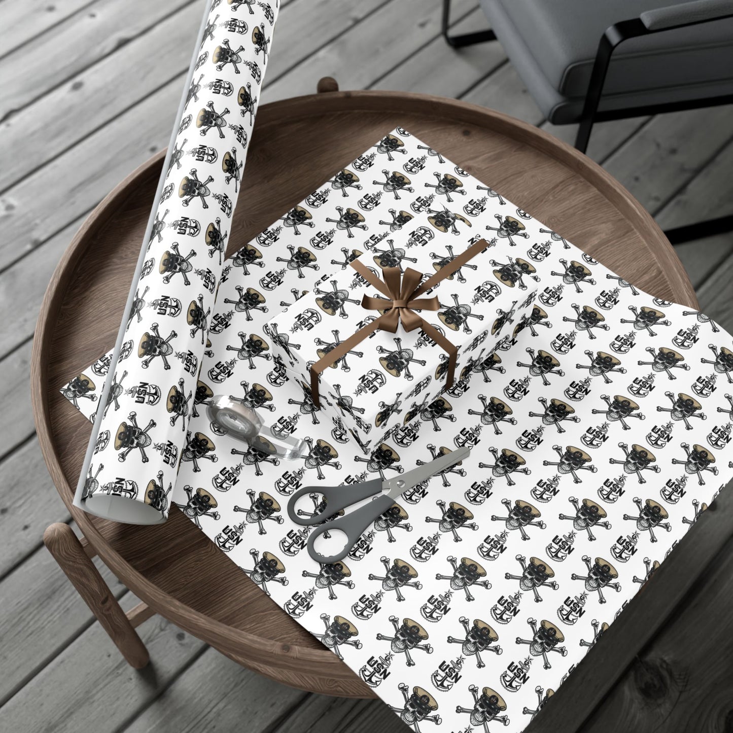 United States Navy Senior Chief Skull & Crossbones with SCPO Anchors White Gift Wrap Papers