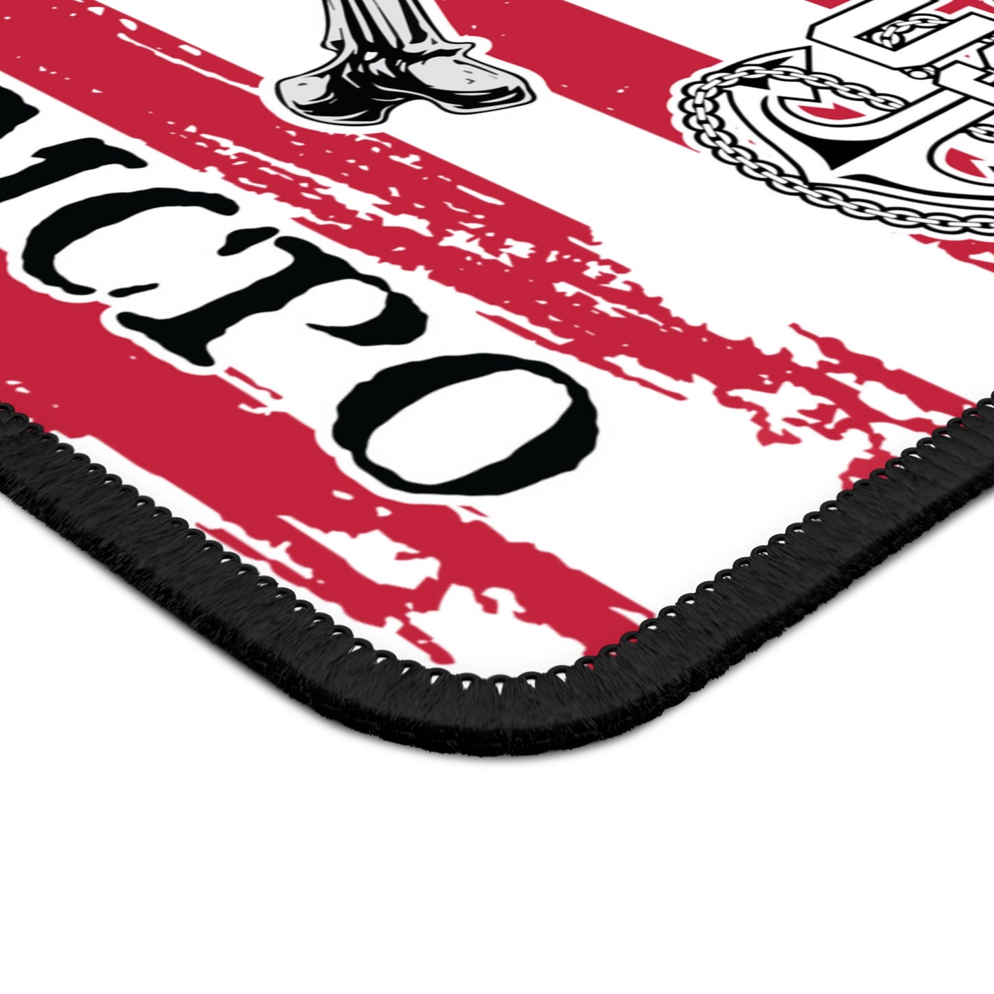 United States Retired MCPO Skull Crossbones Master Chief with Distressed American Flag Gaming Mouse Pad