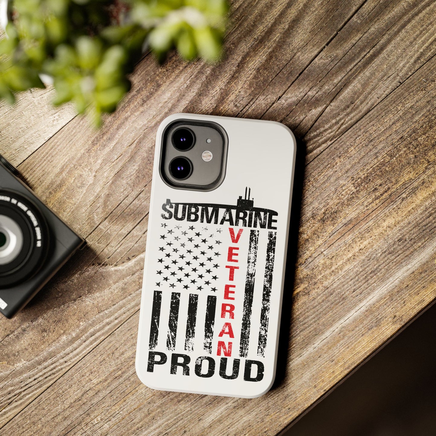 Submarine Veteran Proud Distressed White Flag White Tough iPhone Case