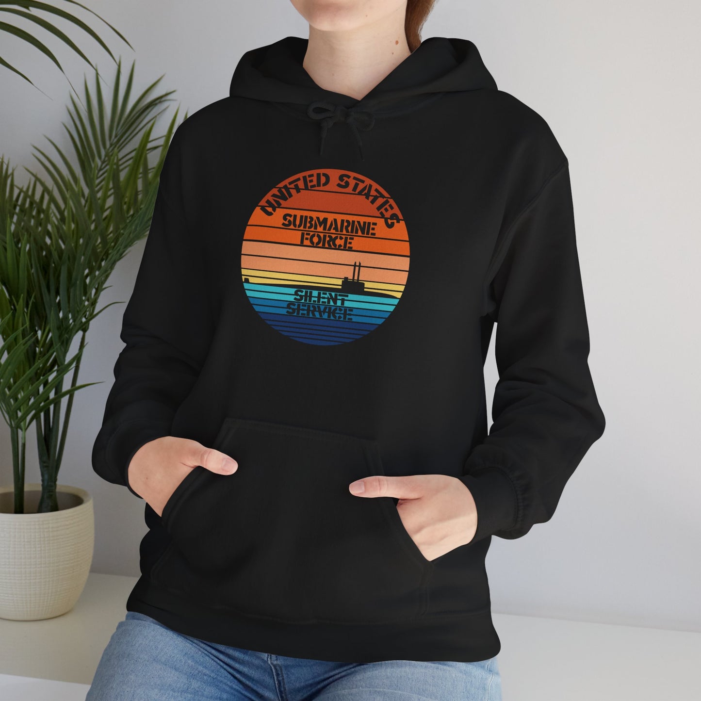 Sunset United States Submarine Force Silent Service Vintage Unisex Heavy Blend™ Hooded Sweatshirt