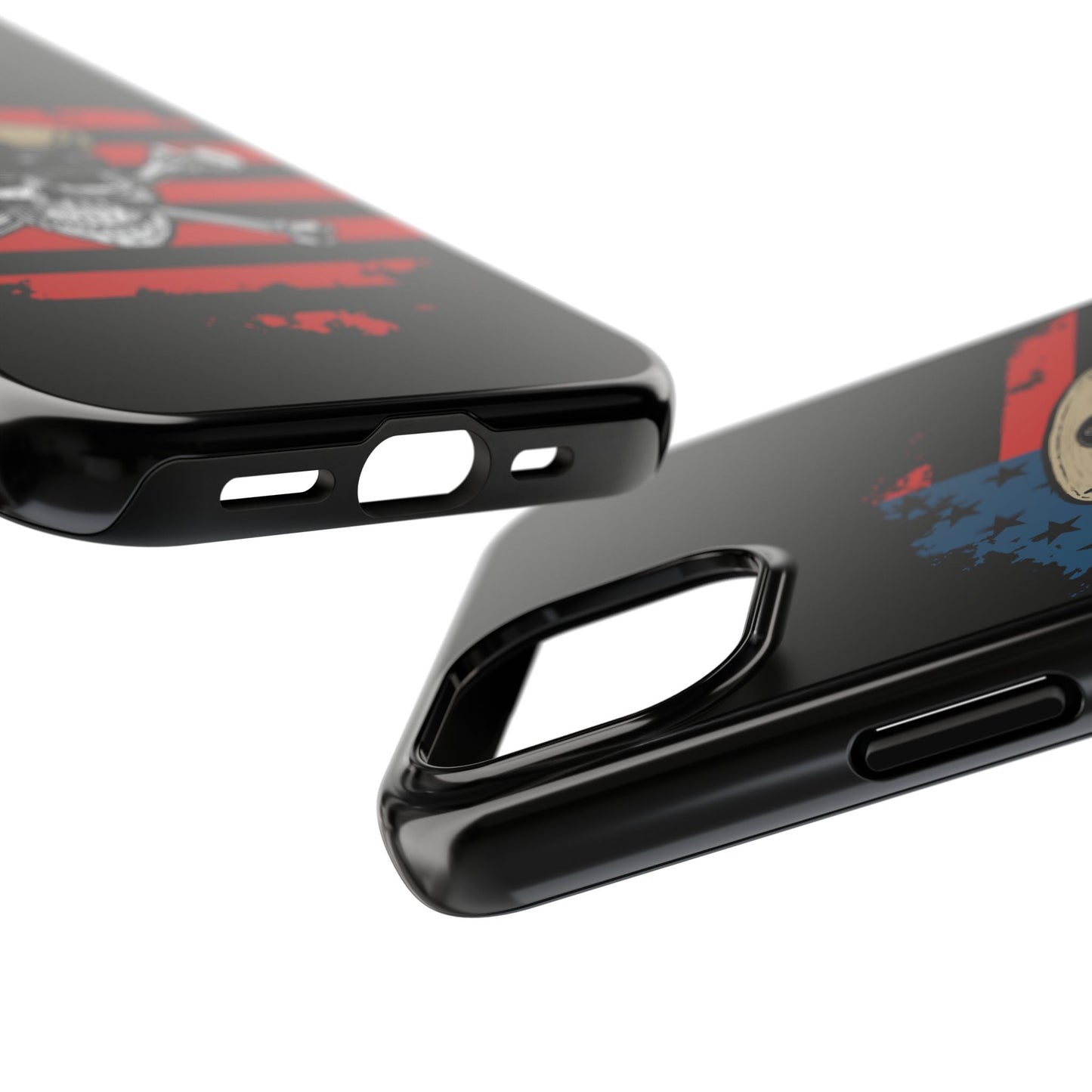 Naval Chief Skull & Crossbones on American Flag Black Tough iPhone Case