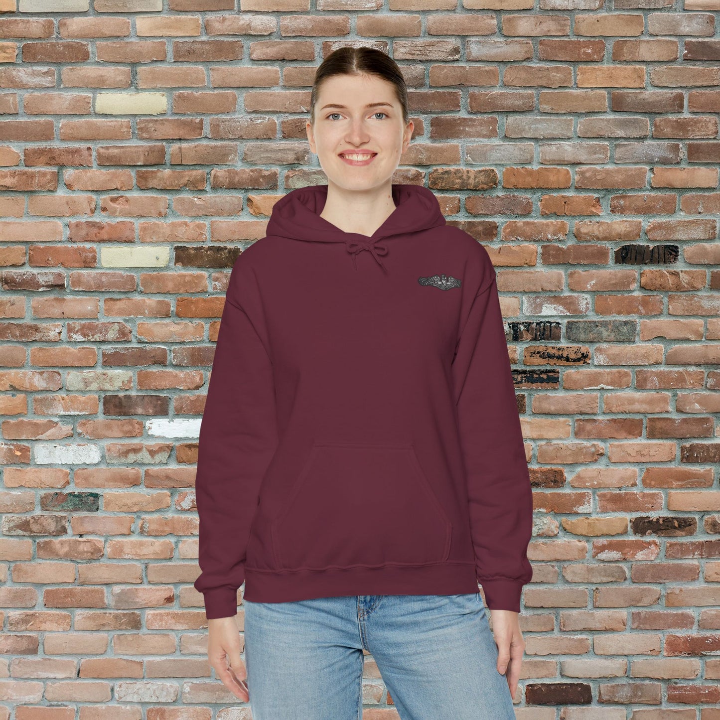 United States S.Q.U.I.D. Submarine Qualified Until I Die Navy Dolphins Front Unisex Heavy Blend™ Hooded Sweatshirt